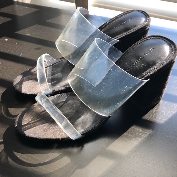 Who What Wear Clear & Black Mules - Picture 4 of 7